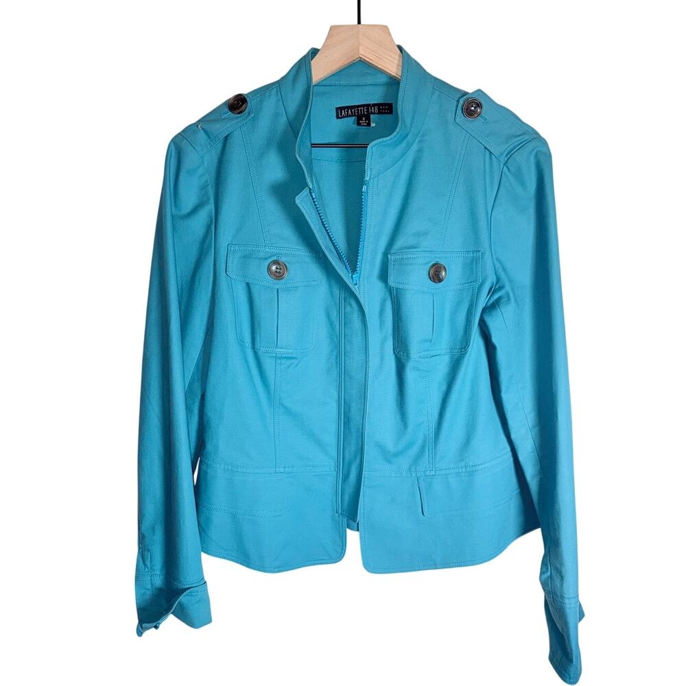 LAFAYETTE 148 Designer bold full zip moto jacket 6